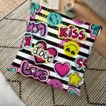 Pembe Yeşil Flamingo Tasarımlı Dijital Baskılı Dekoratif Yer Minderi - 70 x 70 cm Realhomes