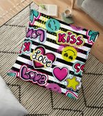 Pop Art Love Tasarımlı Dijital Baskılı Dekoratif Yer Minderi - 70 x 70 cm Realhomes