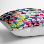 - yerminderi-YER-3460-1 - Realhomes  Renkli Geometrik Şekiller Tasarımlı Dijital Baskılı Dekoratif Yer Minderi - 70 x 70 cm Realhomes