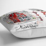 - yerminderi-YER-3473-1 - Realhomes  Amsterdam Fashion Girl Tasarımlı Dijital Baskılı Dekoratif Yer Minderi - 70 x 70 cm Realhomes