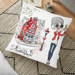 Modern Tasarımlı Kırmızı Kalpler Desenli Dijital Baskılı Yer Minderi - 70 x 70 cm Realhomes