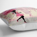 - yerminderi-YER-3478-1 - Realhomes  Pembe Fashion Girl Tasarımlı Dijital Baskılı Dekoratif Yer Minderi - 70 x 70 cm Realhomes