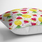 - yerminderi-YER-3482-1 - Realhomes  Suluboya Yaz Meyveleri Tasarımlı Dijital Baskılı Dekoratif Yer Minderi - 70 x 70 cm Realhomes