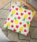 - yerminderi-YER-3482 - Realhomes  Suluboya Yaz Meyveleri Tasarımlı Dijital Baskılı Dekoratif Yer Minderi - 70 x 70 cm Realhomes