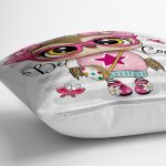 - yerminderi-YER-3487-1 - Realhomes Be Cool Baykuş Tasarımlı Dijital Baskılı Dekoratif Yer Minderi - 70 x 70 cm Realhomes