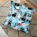 Siyah Zeminde Popart Love Tasarımlı Dijital Baskılı Dekoratif Yer Minderi - 70 x 70 cm Realhomes