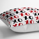 - yerminderi-YER-3494-1 - Realhomes  Beyaz Zeminde XO Tasarımlı Dijital Baskılı Dekoratif Yer Minderi - 70 x 70 cm Realhomes