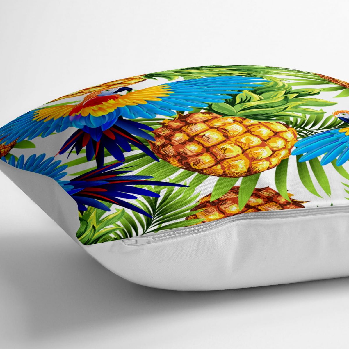 Ananas ve Palmiye Yaprakları Dekoratif Yer Minderi - 70 x 70 cm Realhomes