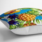 - yerminderi-YER-3497-1 - Realhomes  Ananas ve Palmiye Yaprakları Dekoratif Yer Minderi - 70 x 70 cm Realhomes