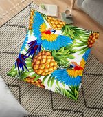 - yerminderi-YER-3497 - Realhomes  Ananas ve Palmiye Yaprakları Dekoratif Yer Minderi - 70 x 70 cm Realhomes