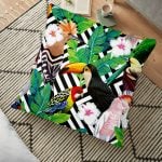 Siyah Zeminli Amazon Ormanı Tasarımlı Dijital Baskılı Dekoratif Yer Minderi - 70 x 70 cm Realhomes