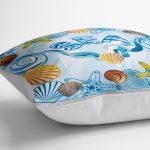 - yerminderi-YER-3507-1 - Realhomes  Açık Mavi Sea Deniz Yıldızları Tasarımlı Dijital Baskılı Yer Minderi - 70 x 70 cm Realhomes