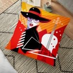 Fıstık Yeşil Zeminli Flamingo Desenli Dijital Baskılı Yer Minderi - 70 x 70 cm Realhomes