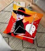 - yerminderi-YER-3516 - Realhomes Özel Tasarım Fashion Girl Dijital Baskılı Dekoratif Yer Minderi - 70 x 70 cm Realhomes