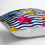 - yerminderi-YER-3518-1 - Realhomes Lacivert Çizgili Yıldız Desenli Dijital Baskılı Dekoratif Yer Minderi - 70 x 70 cm Realhomes