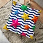 Fıstık Yeşil Zeminli Flamingo Desenli Dijital Baskılı Yer Minderi - 70 x 70 cm Realhomes