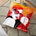 Lacivert Çizgili Yıldız Desenli Dijital Baskılı Dekoratif Yer Minderi - 70 x 70 cm Realhomes