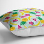 - yerminderi-YER-3526-1 - Realhomes Tropikal Yaz Meyveleri Tasarımlı Dijital Baskılı Dekoratif Yer Minderi - 70 x 70 cm Realhomes