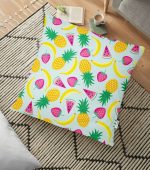 - yerminderi-YER-3526 - Realhomes Tropikal Yaz Meyveleri Tasarımlı Dijital Baskılı Dekoratif Yer Minderi - 70 x 70 cm Realhomes