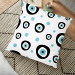 Beyaz Zeminde Renkli Kelebekler Tasarımlı Dijital Baskılı Yer Minderi - 70 x 70 cm Realhomes