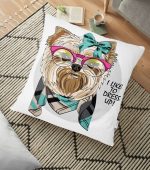 - yerminderi-YER-3529 - Realhomes  Sevimli Köpekçik Desenli Dijital Baskılı Köpek & Hayvan Minderi - 70 x 70 cm Realhomes