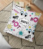 - yerminderi-YER-3534 - Realhomes Puanlı Popart Tasarımlı Dijital Baskılı Dekoratif Yer Minderi - 70 x 70 cm Realhomes