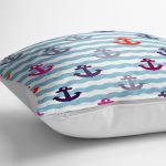 - yerminderi-YER-3544-1 - Realhomes  Mavi Zigzag Zeminli Çapa Desenli Dijital Baskılı Dekoratif Yer Minderi  - 70 x 70 cm Realhomes