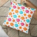 Mavi Zigzag Zeminli Çapa Desenli Dijital Baskılı Dekoratif Yer Minderi  - 70 x 70 cm Realhomes