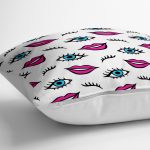 - yerminderi-YER-3555-1 - Realhomes Popart Göz ve Dudak Tasarımlı Dijital Baskılı Dekoratif Yer Minderi - 70 x 70 cm Realhomes