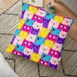 Ağaçta Sevimli Baykuşlar Modern Tasarım Dijital Baskılı Yer Minderi - 70 x 70 cm Realhomes