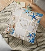 - yerminderi-YER-36 - Realhomes  Deniz Yıldızı Dijital Baskılı Dekoratif Yer Minderi - 70 x 70 cm Realhomes