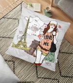- yerminderi-YER-42 - Realhomes Paris Fashion Girl Tasarımlı Özel Tasarım Dekoratif Yer Minderi - 70 x 70 cm Realhomes