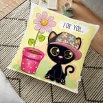 Sevimli Kediler Dijital Baskılı Dekoratif Hayvan Minderi - 70 x 70 cm Realhomes