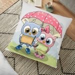 Baykuş Desenli Dijital Baskılı Dekoratif Hayvan Minderi - 70 x 70 cm Realhomes