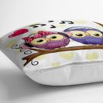 - yerminderi-YER-423-1 - Realhomes  Baykuş Desenli Dijital Baskılı Dekoratif Hayvan Minderi - 70 x 70 cm Realhomes