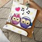 Baykuş Desenli Dijital Baskılı Dekoratif Hayvan Minderi - 70 x 70 cm Realhomes