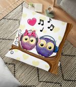 - yerminderi-YER-423 - Realhomes  Baykuş Desenli Dijital Baskılı Dekoratif Hayvan Minderi - 70 x 70 cm Realhomes