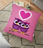 - yerminderi-YER-424 - Realhomes Baykuş Desenli Dijital Baskılı Dekoratif Hayvan Minderi - 70 x 70 cm Realhomes