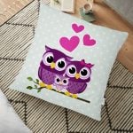 Baykuş Desenli Dijital Baskılı Dekoratif Hayvan Minderi - 70 x 70 cm Realhomes