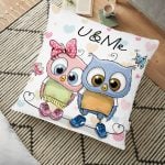 Baykuş Desenli Dijital Baskılı Dekoratif Hayvan Minderi - 70 x 70 cm Realhomes