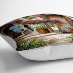 - yerminderi-YER-435-1 - Realhomes  Çiçek Sokağı Dijital Baskılı Dekoratif Yer Minderi - 70 x 70 cm Realhomes