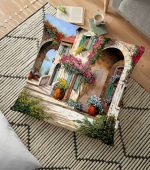 - yerminderi-YER-435 - Realhomes  Çiçek Sokağı Dijital Baskılı Dekoratif Yer Minderi - 70 x 70 cm Realhomes