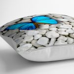 - yerminderi-YER-436-1 - Realhomes  Modern Kelebek Dijital Baskılı Dekoratif Yer Minderi - 70 x 70 cm Realhomes