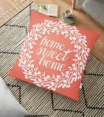 - yerminderi-YER-505 - Realhomes  Home Sweet Home Dijital Baskılı Dekoratif Yer Minderi - 70 x 70 cm Realhomes
