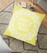 - yerminderi-YER-507 - Realhomes  Home Sweet Home Dijital Baskılı Dekoratif Yer Minderi - 70 x 70 cm Realhomes