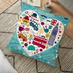 Home Sweet Home Dijital Baskılı Dekoratif Yer Minderi - 70 x 70 cm Realhomes