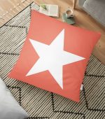 - yerminderi-YER-513 - Realhomes Modern Yıldız Desenli Dijital Baskılı Dekoratif Yer Minderi - 70 x 70 cm Realhomes