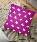 - yerminderi-YER-526 - Realhomes Modern Yıldız Desenli Dijital Baskılı Dekoratif Yer Minderi - 70 x 70 cm Realhomes