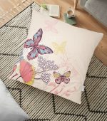 - yerminderi-YER-53 - Realhomes  Modern Kelebek Dijital Baskılı Dekoratif Yer Minderi - 70 x 70 cm Realhomes