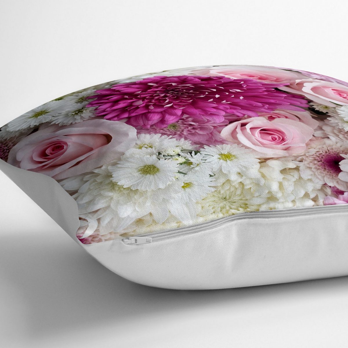 Çiçek Demeti Dijital Baskılı Dekoratif Yer Minderi - 70 x 70 cm Realhomes
